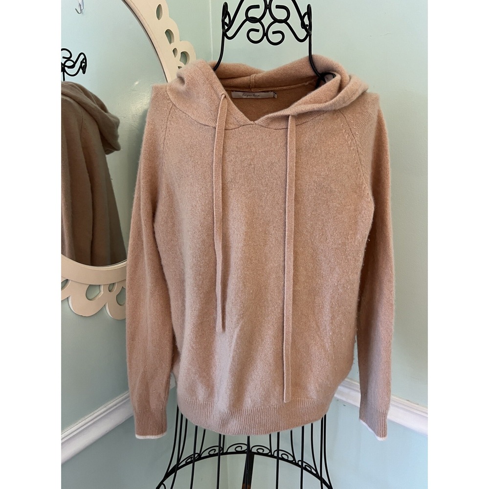 Harper Lane Xs 100% Cashmere Montgomery Hooded Pullover Knit Tan Women's